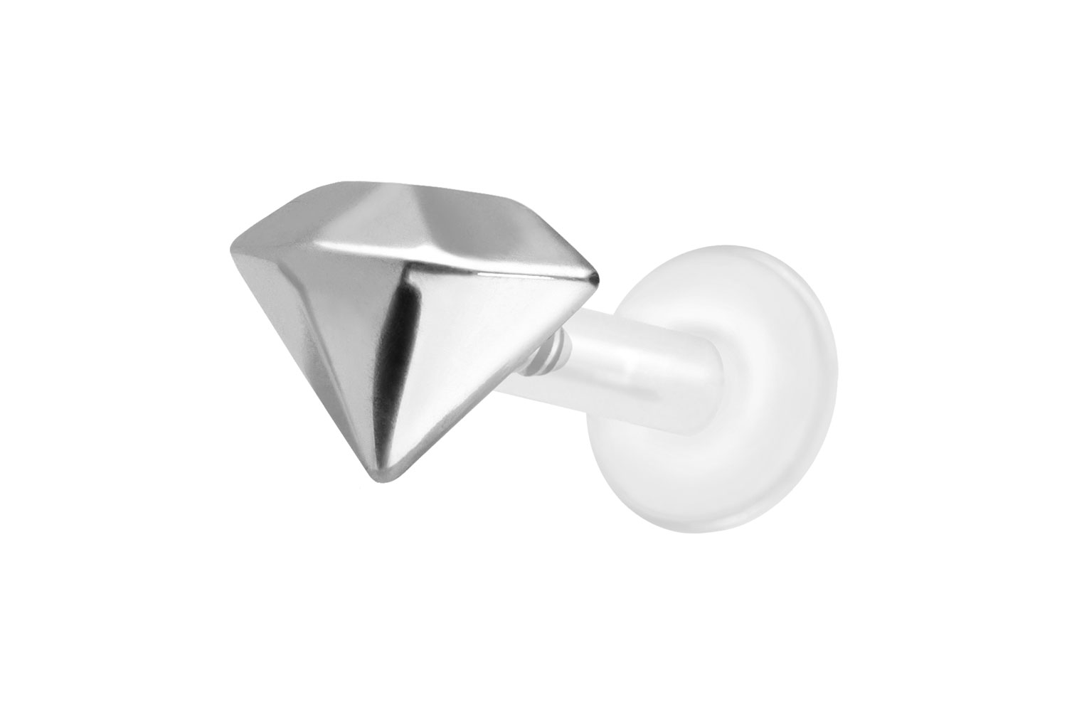 PTFE Labret Piercing mit Innengewinde + Titan-Aufsatz DIAMANT